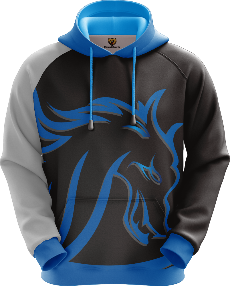 Fashionable Custom Sublimated Hoodie with Blue Hood.. Vimost Sports