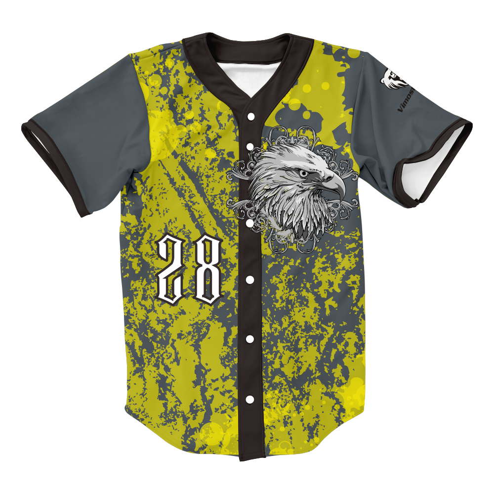 Custom Sublimated Baseball yellow shirts wholesales for men Vimost Sports